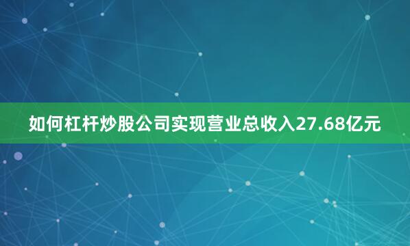 如何杠杆炒股公司实现营业总收入27.68亿元